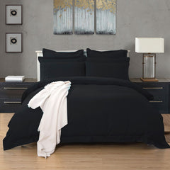 1000TC Tailored Single Size Black Duvet Doona Quilt Cover Set