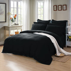 1000TC Tailored Single Size Black Duvet Doona Quilt Cover Set