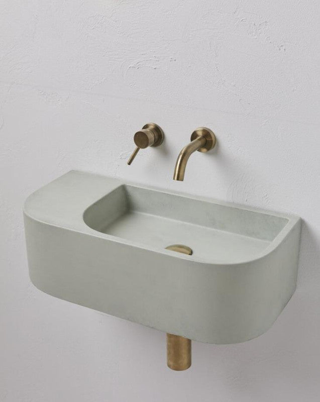 New Concrete Cement Wash Basin Counter Top Matte Mint Green Wall Hung Basin