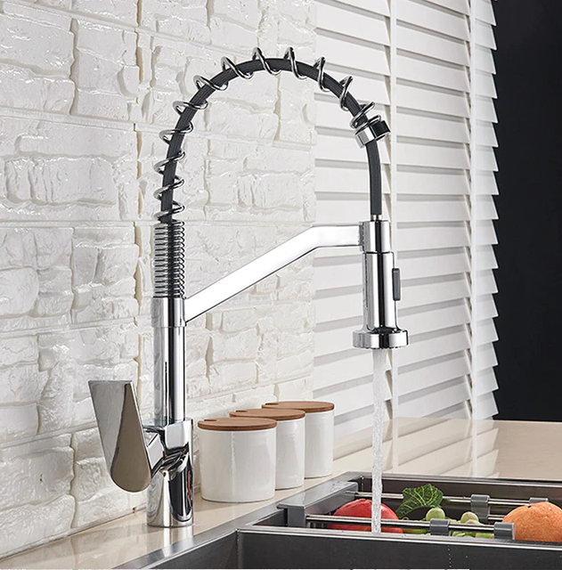 2022 Chrome pull out with spray function spring kitchen mixer tap faucet 450 mm Tall only