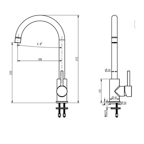 2023 Matte Black Goose neck Swivel Kitchen tap stainless steel PVD plated