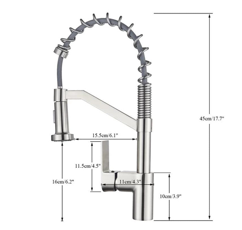 2021 Brushed Nickel pull out with spray function spring kitchen mixer tap faucet