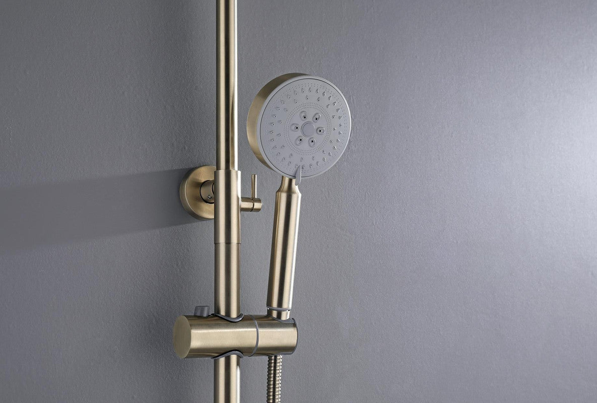 2023 Brushed Brass Gold Solid Stainless Steel 304 made shower set w diverter 200 mm head sprayer hand held head