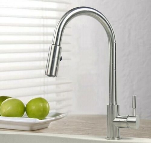 2023 Brushed Nickel Stainless steel pull out with spray function spring kitchen mixer tap faucet stainless steel made