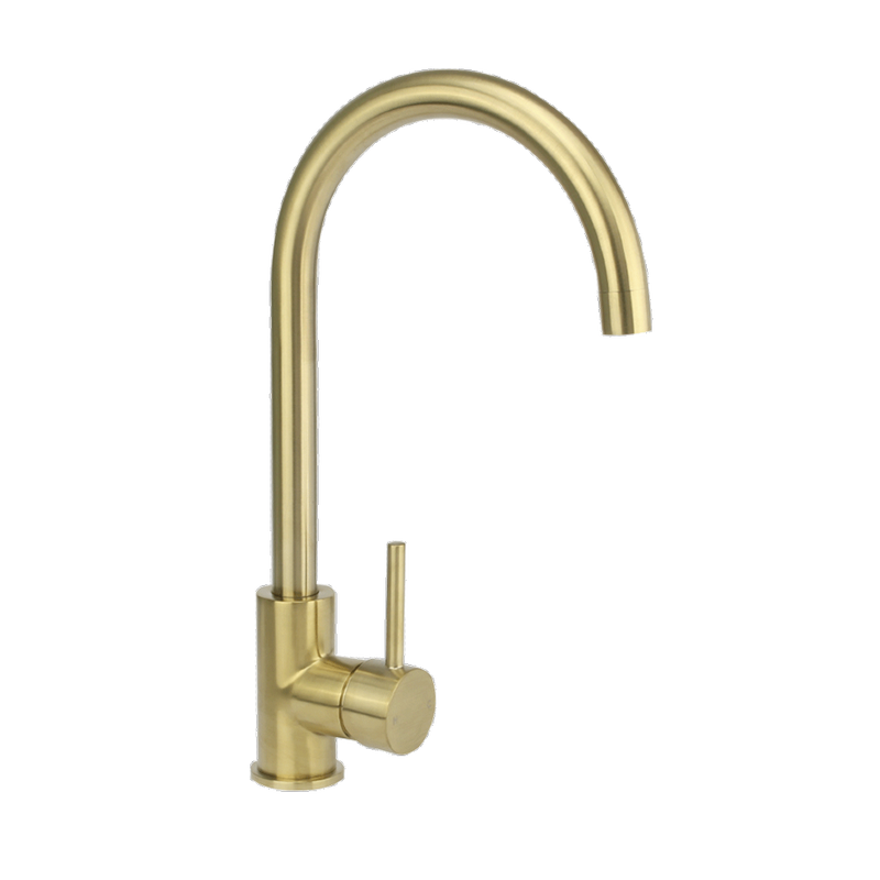 2023 Brushed Solid stainless steel  goose neck Swivel Kitchen tap