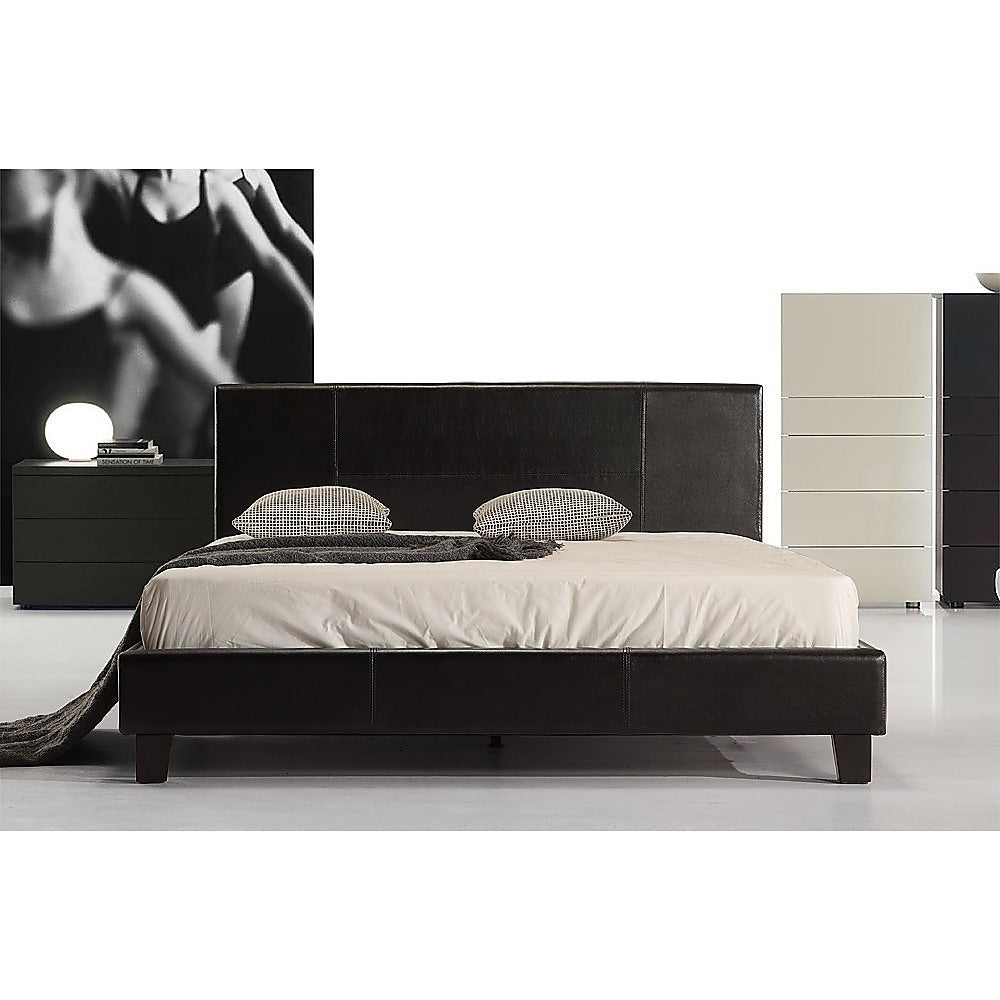 Queen PU Leather Bed Frame Black