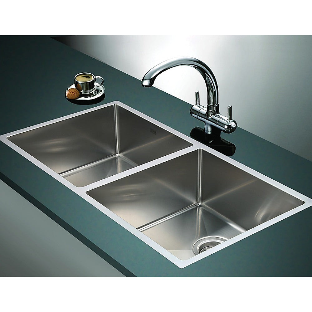 865x440mm Handmade Stainless Steel Undermount / Topmount Kitchen Sink with Waste