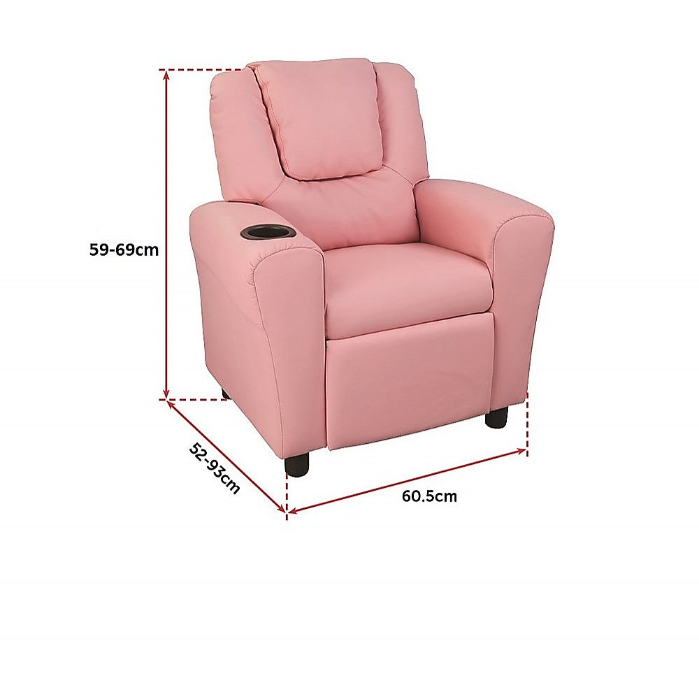 PU Leather Kids Recliner with Drink Holder