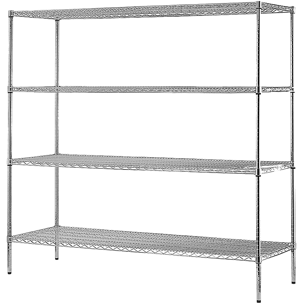 Modular Chrome Wire Storage Shelf 1500 x 350 x 1800 Steel Shelving