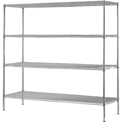 Modular Chrome Wire Storage Shelf 1500 x 350 x 1800 Steel Shelving