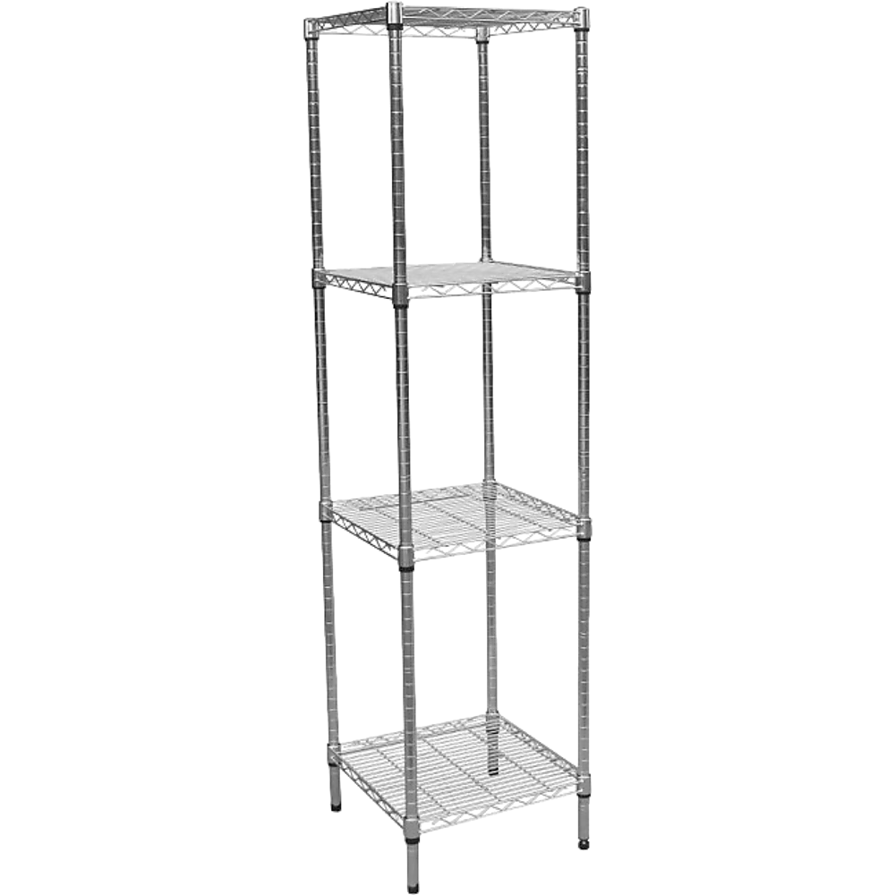 Modular Chrome Wire Storage Shelf 450 x 450 x 1800 Steel Shelving