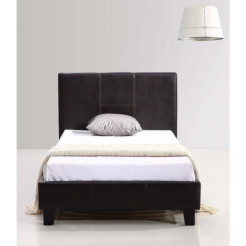 Single PU Leather Bed Frame Brown