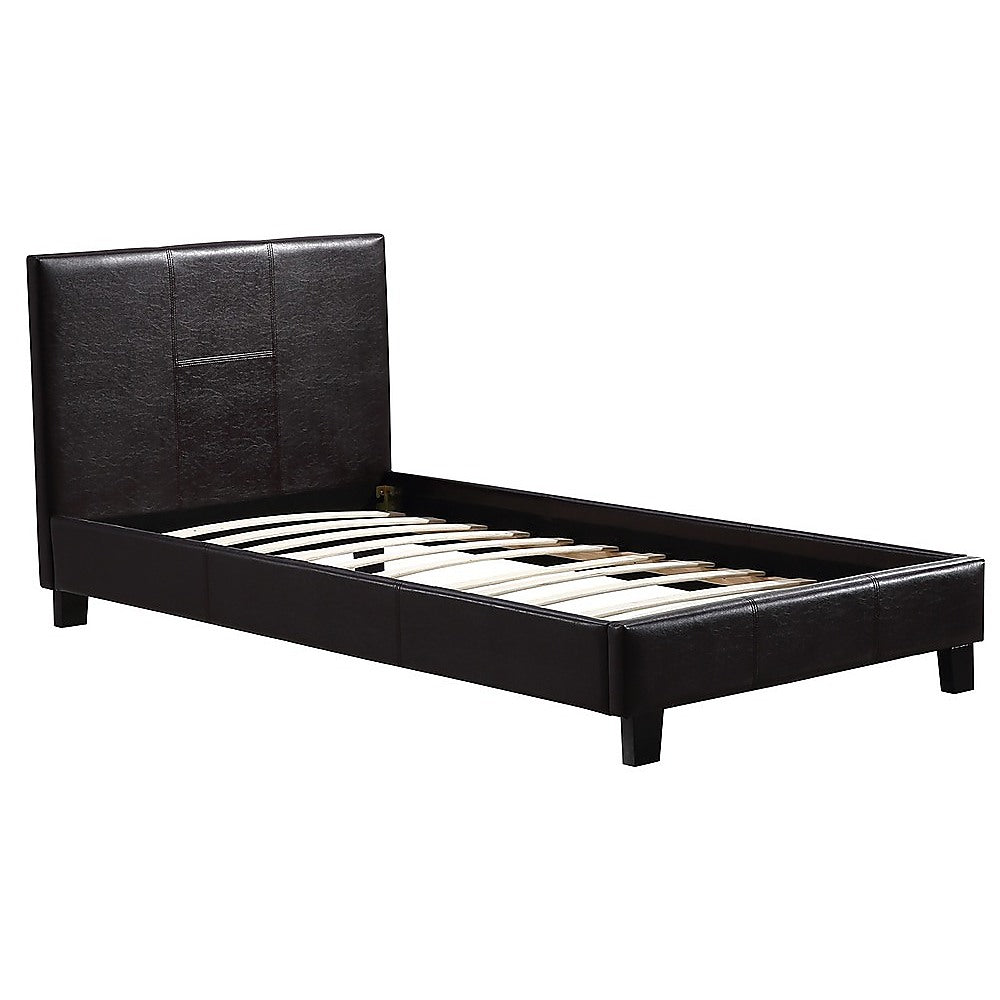 Single PU Leather Bed Frame Brown