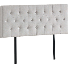 Linen Fabric Double Bed Deluxe Headboard Bedhead - Beige