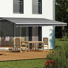 Motorised Outdoor Folding Arm Awning Retractable Sunshade Canopy Grey 5.0m x 3.0m