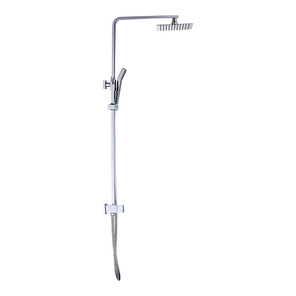 WELS 8" Rain Shower Head Set Square Dual Heads Faucet High Pressure Hand Held