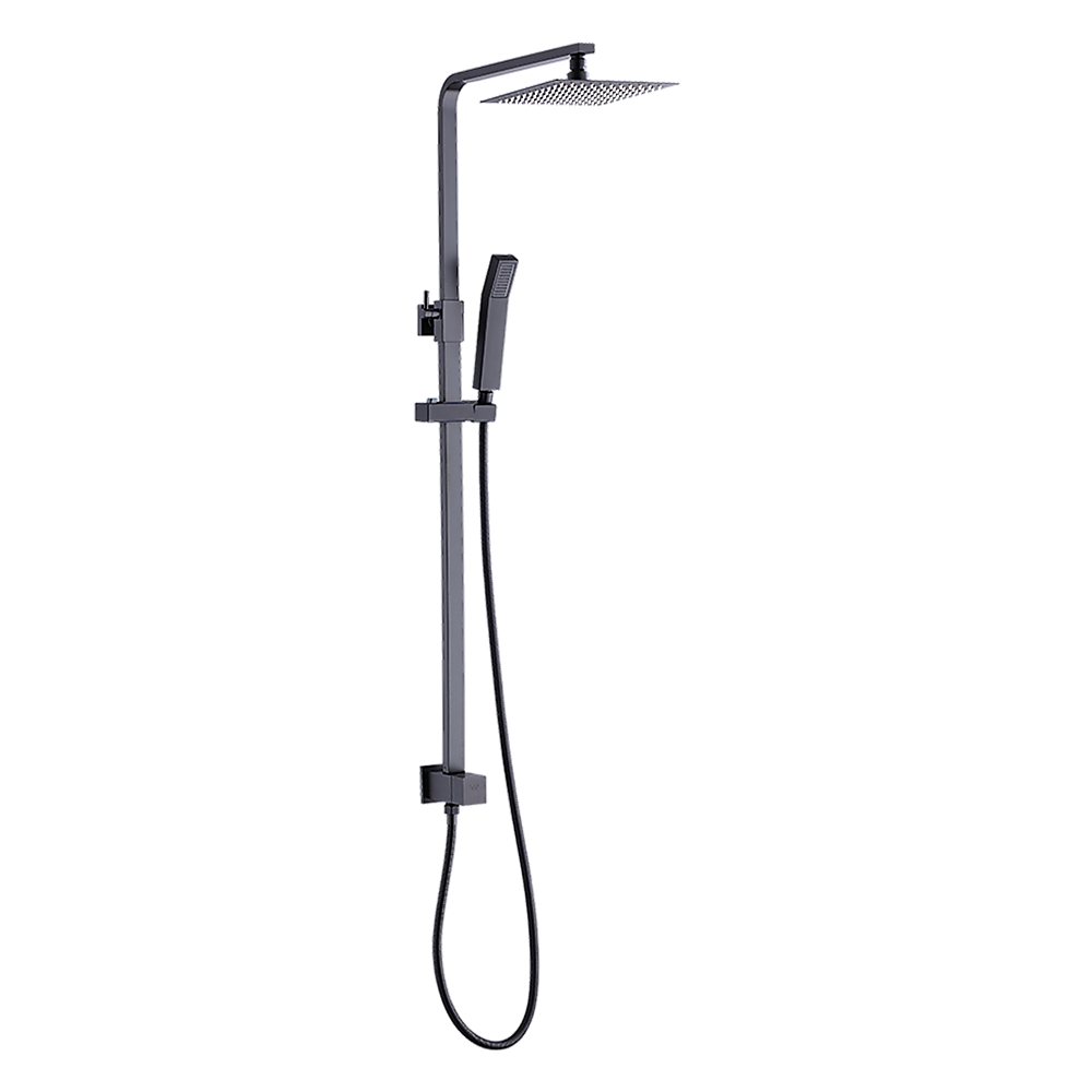 WELS 8" Rain Shower Head Set Square Dual Heads Faucet High Pressure Hand Held