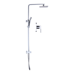 WELS 8" Rain Shower Head Set Square Dual Heads Faucet High Pressure With Mixer