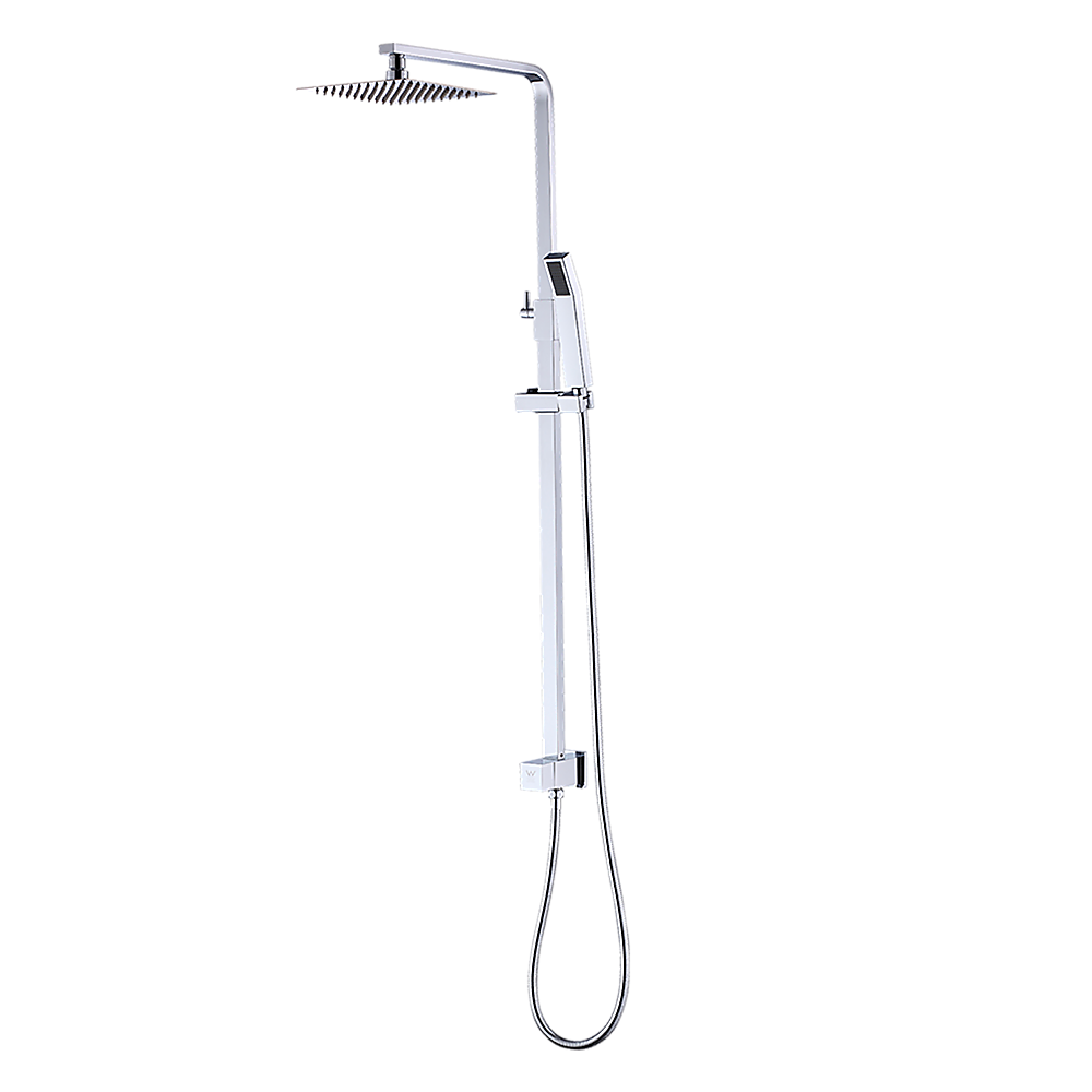 WELS 8" Rain Shower Head Set Square Dual Heads Faucet High Pressure With Mixer