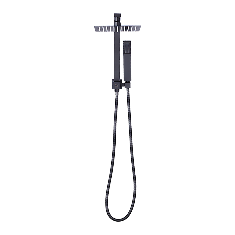 WELS 8" Rain Shower Head Set Square Dual Heads Faucet High Pressure Hand Held