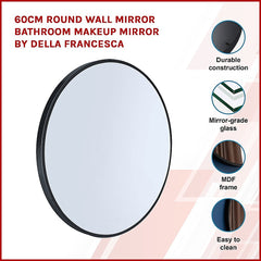 60cm Round Wall Mirror Bathroom Makeup Mirror by Della Francesca