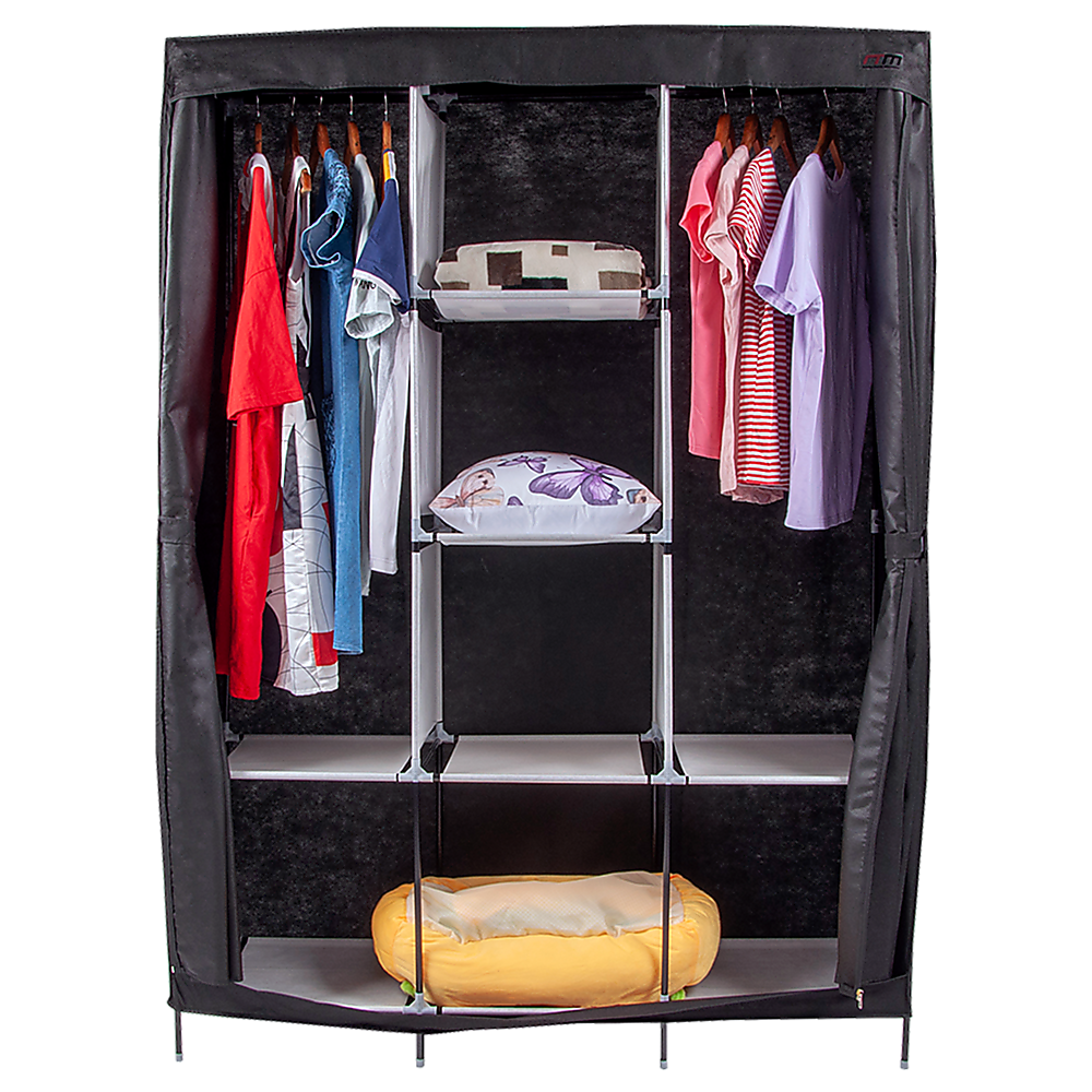 Large Portable Clothes Closet Canvas Wardrobe Storage Organizer with Shelves