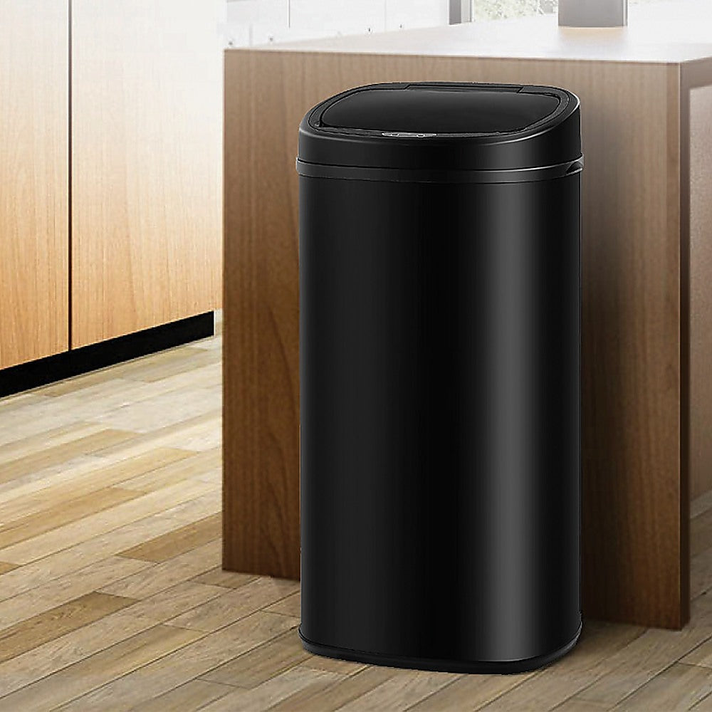 68L Motion Sensor Bin Automatic Stainless Steel Kitchen Rubbish Trash - Black