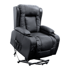 Recliner Chair Electric Massage Chair Lift Heated Leather Lounge Sofa Black.