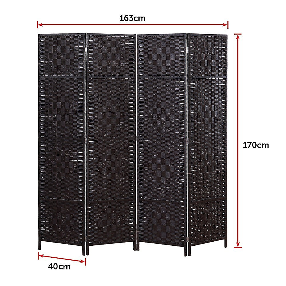 4 Panel Room Divider Screen Privacy Rattan Dividers Stand Fold