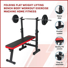 Folding Flat Weight Lifting Bench Body Workout Exercise Machine Home Fitness