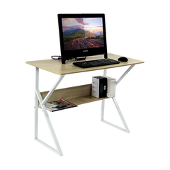 Wood & Metal Computer Desk with Shelf Home Office Furniture