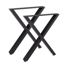 X-Shaped Table Bench Desk Legs Retro Industrial Design Fully Welded - Black