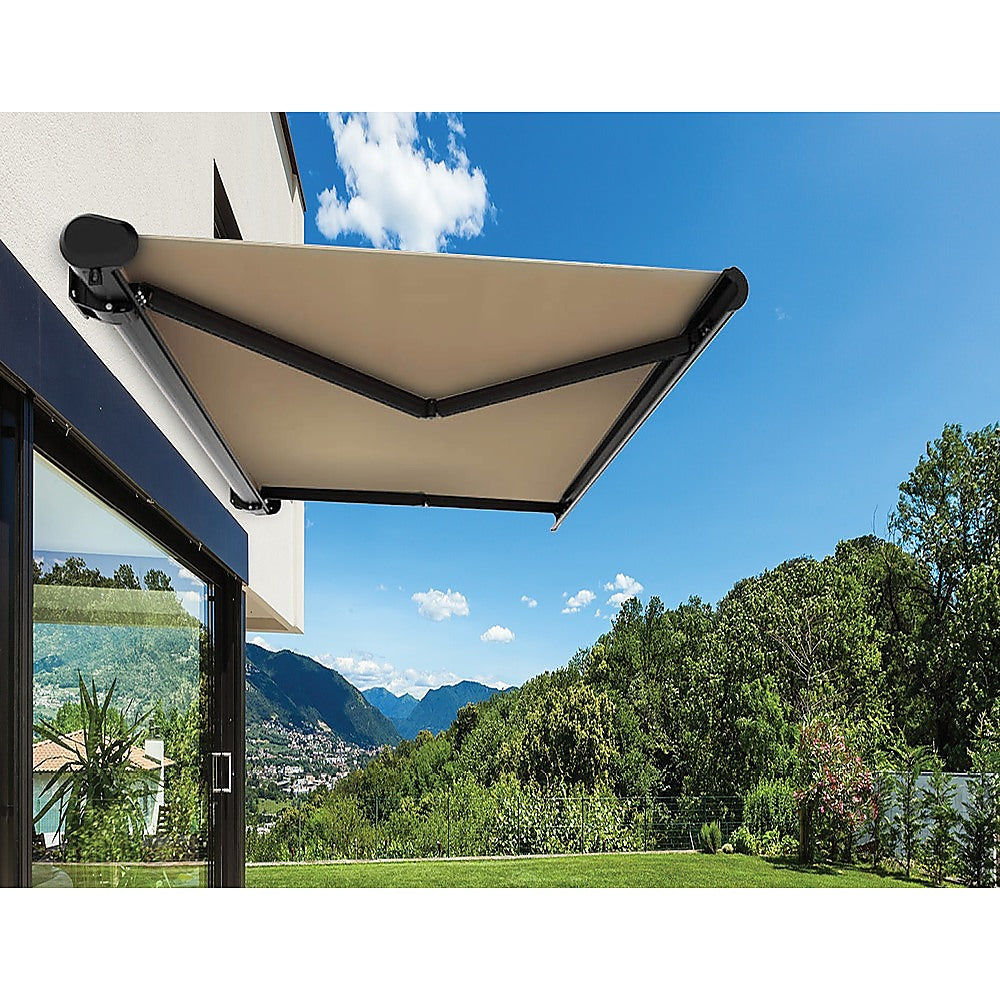 5.5m x 3.0m Retractable Folding Arm Awning Heavy Duty Full Cassette Motorised