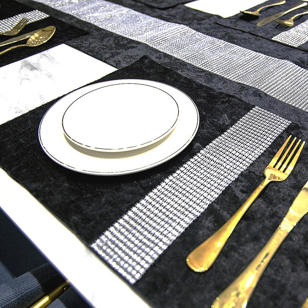 72" Velvet Table Runner + Dining Placemats Table Place Mats Decor