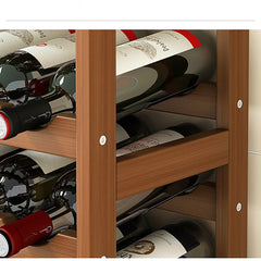 Wine Rack Free Standing 15 Bottles with 6 Glasses Holder Bamboo Wine Storage