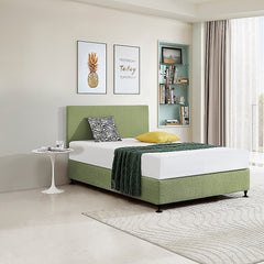 Linen Fabric Double Bed Deluxe Headboard Bedhead - Olive Green