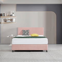 Linen Fabric Queen Bed Deluxe Headboard Bedhead - Pale Pink