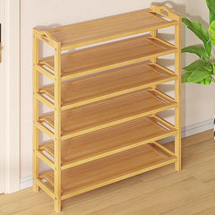 6 Layers Natural Wood Bamboo Shelf Entryway Storage Shoe Rack Home Furniture