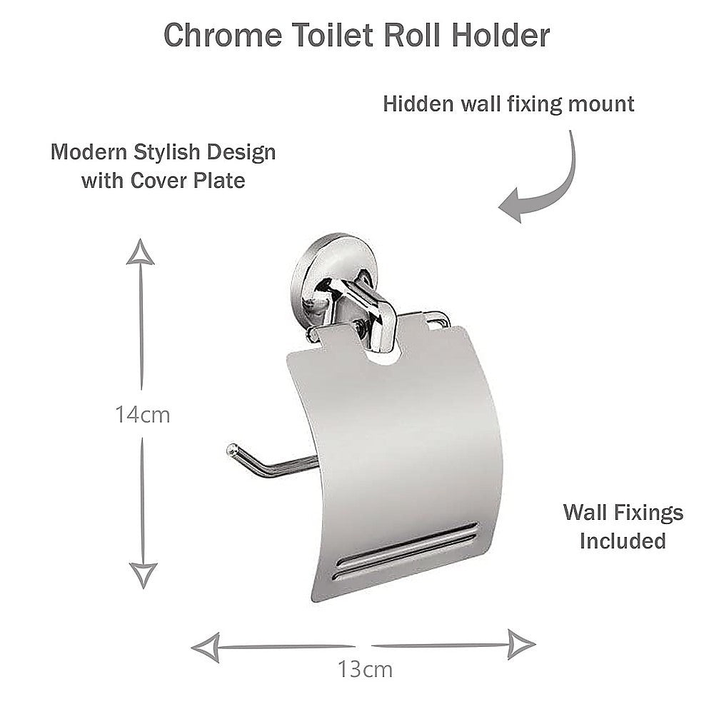 Bathroom Accessories Set 6 Piece Pack Chrome Wall Mounted Easy Fittings