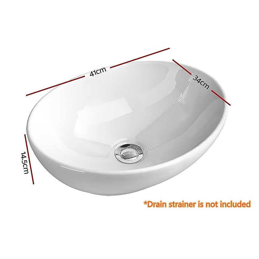 Ceramic Bathroom Basin Vanity Sink Oval Above Counter Top Mount Bowl