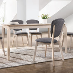 Dining Table 6 Seater Solid Rubberwood in White Washed