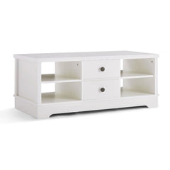 Margaux White Coastal Style Coffee Table with Drawers