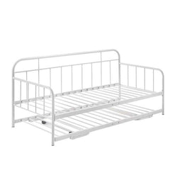 Metal Daybed Pop Up Trundle Sofa Bed Frame Single Size White