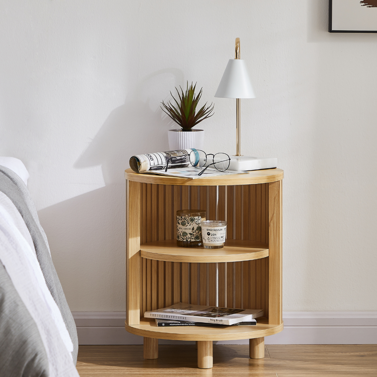 Henley Round Wooden Bedside Table
