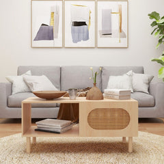 Kailua Rattan Coffee Table with Storage in Maple