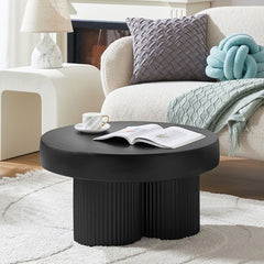 Maya Ribbed Black Coffee Table