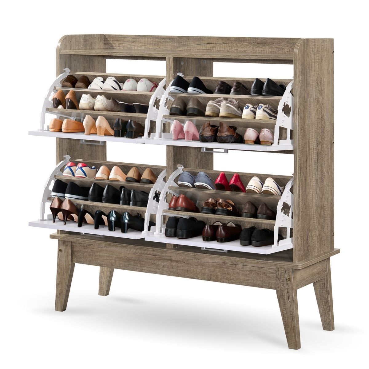 Large Shoe Cabinet Rack Organiser Scandinavian design - Oak