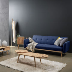 Nicholas 3-Seater Blue Foldable Sofa Bed.