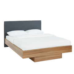 Walnut Oak Wood Floating Bed Frame Queen