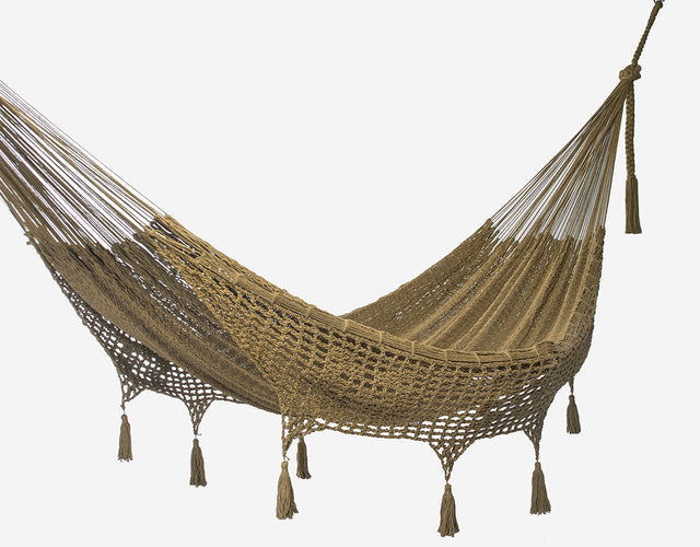 Mayan Legacy King Size Deluxe Outdoor Cotton Mexican Hammock in Cedar  Colour